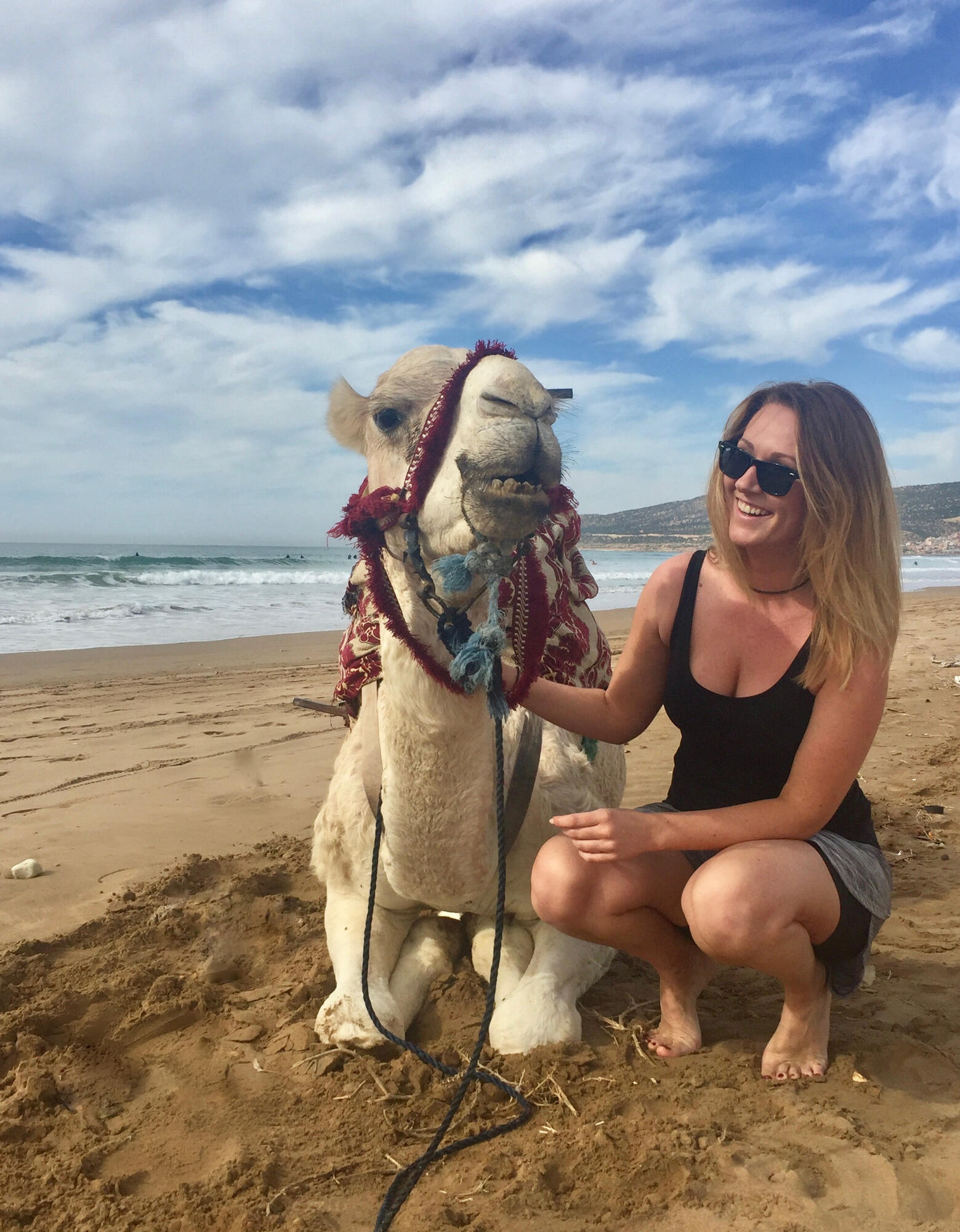 Natalie in Morocco with camel